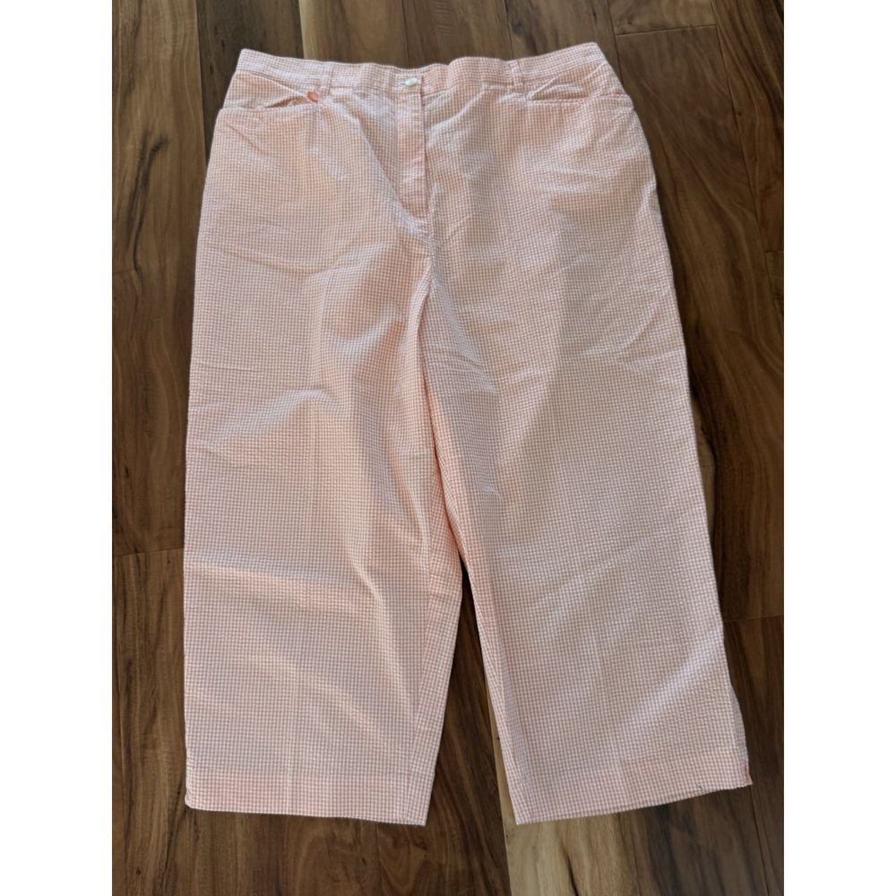 Lauren‎ Ralph Lauren Capri Pants Womens Size 16 Peach Plaid Lightweight